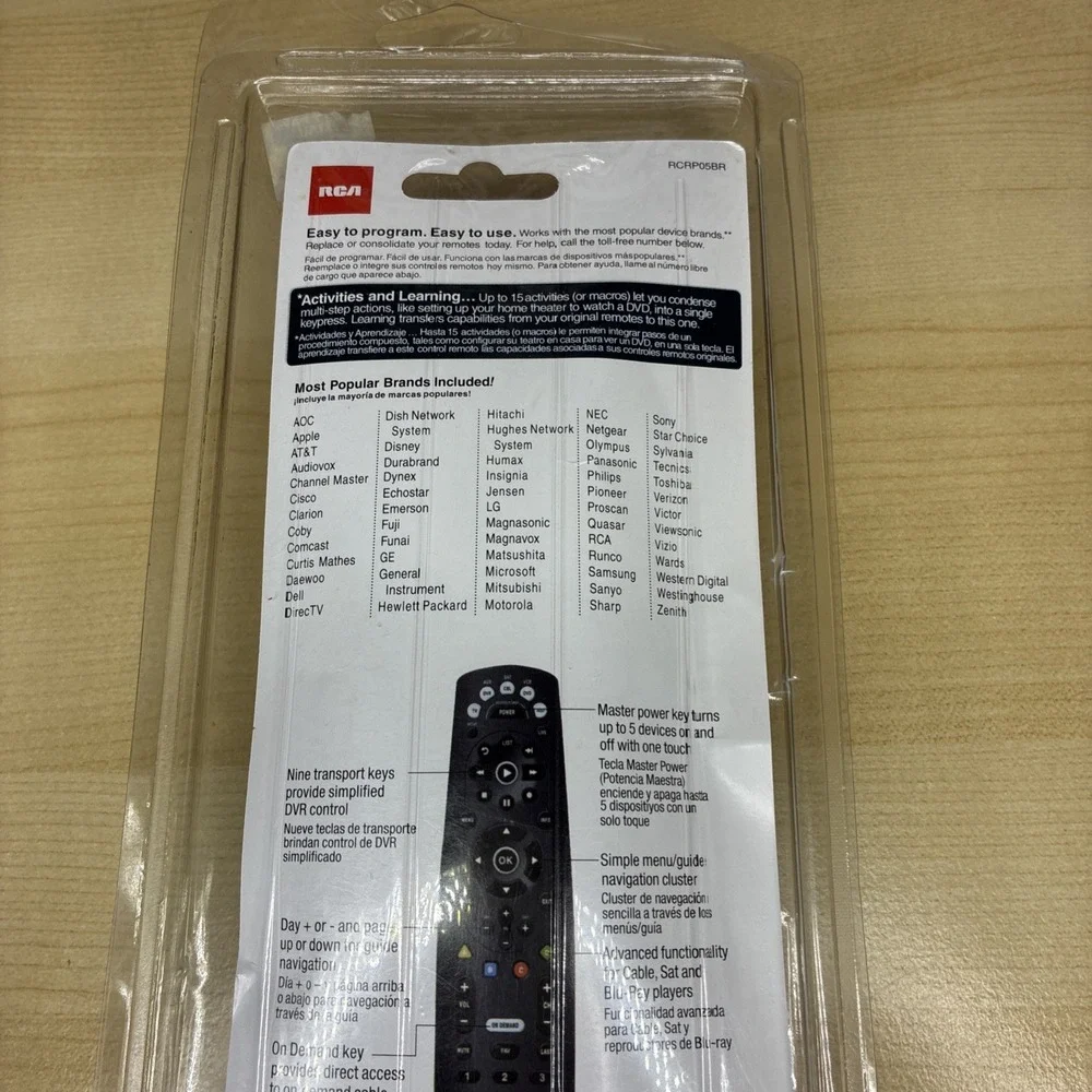 RCA RCRP05BR 5 Device Cable Replacement Universal Remote (Black) SEALED NEW!!